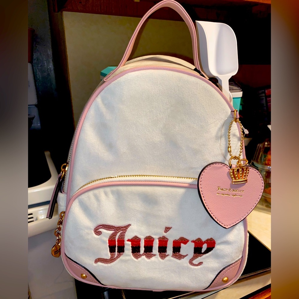 NWT Juicy Couture Pink Velour Backpack Purse